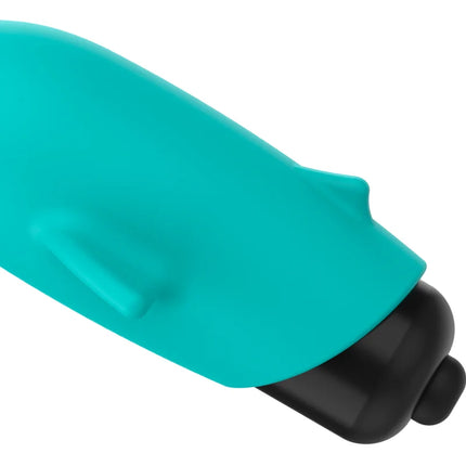 Ohmama pocket dolphin vibrator xmas edition in teal silicone with a black base designed for discreet pleasure