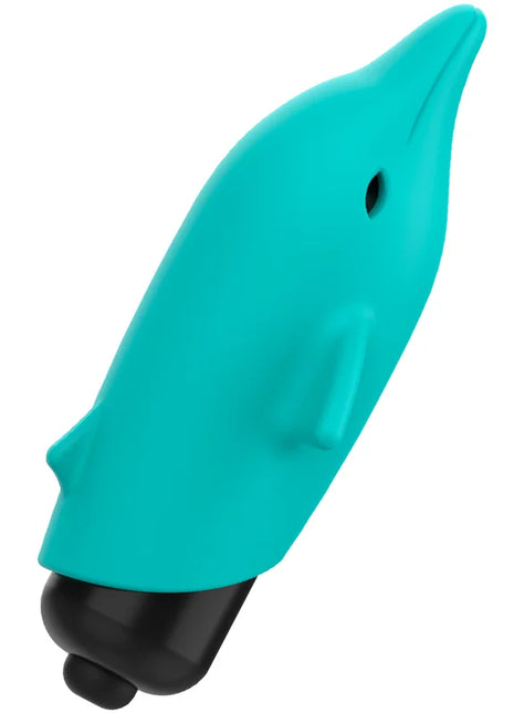 Teal silikon dolphinförmiger persönlicher massager mit schwarzer basis ohmama pocket dolphin vibrator xmas edition