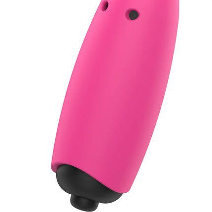 Ohmama pocket vibe pink xmas edition personal massager mit rosa silikongriff und schwarzer strukturierter spitze
