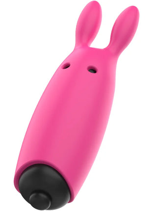 Pink silikon vibrator in hasenform mit schwarzer abgerundeter spitze ohmama pocket vibe pink xmas edition