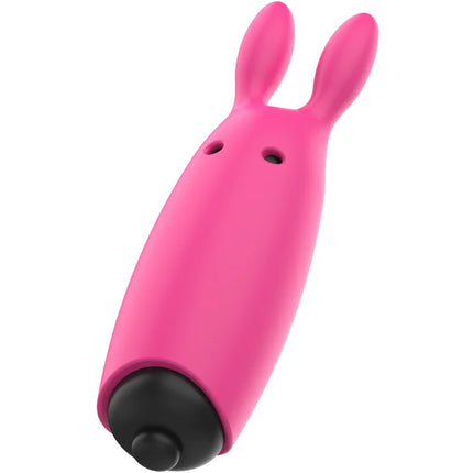 Pink silikon vibrator in hasenform mit schwarzer abgerundeter spitze ohmama pocket vibe pink xmas edition