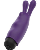 Lila silikonkaninchen-vibrator mit schwarzer abgerundeter spitze ohmama pocket vibe purple xmas edition