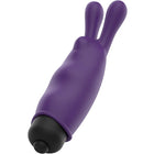 Lila silikonkaninchen-vibrator mit schwarzer abgerundeter spitze ohmama pocket vibe purple xmas edition