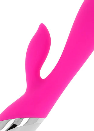 Vibrant pink silikon rabbit-vibrator von ohmama mit 10 vibrationsmodi und schlanker metallbasis 19 cm lang