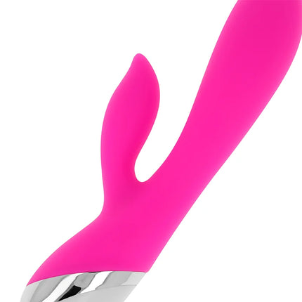 Vibrant pink silikon rabbit-vibrator von ohmama mit 10 vibrationsmodi und schlanker metallbasis 19 cm lang