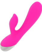 Vibrant pink silikon rabbit-vibrator ohmama mit silberner metallbasis und 10 vibrationsmodi 19 cm lang