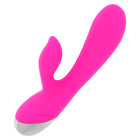 Vibrant pink silikon rabbit-vibrator ohmama mit silberner metallbasis und 10 vibrationsmodi 19 cm lang
