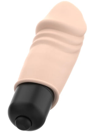 Beiger silikon mini-vibrator mit schwarzer basis und strukturierten rillen ohmama realistischer xmas edition