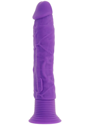Ohmama realistischer silikon dildo in lila mit strukturierter oberfläche und geriffeltem fuß für vibrationen