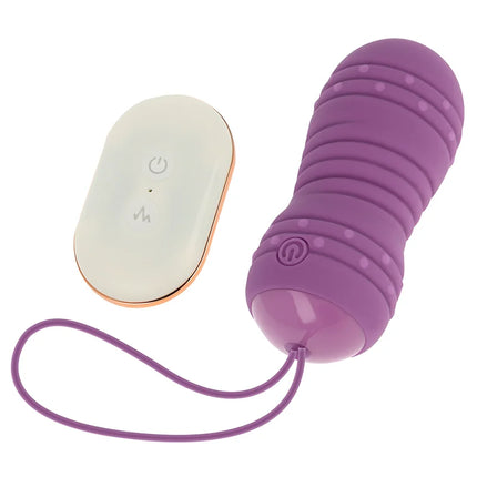 Lila silikon vibrator ei mit fernbedienung und goldenen akzenten 7 rotierende muster von ohmama