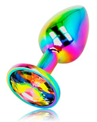 Ohmama schillernder kreisförmiger analplug größe m rainbow-metall mit facettiertem kristallakzent