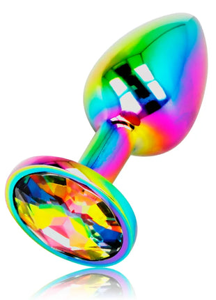 Ohmama schillernder kreisförmiger analplug größe m rainbow-metall mit facettiertem kristallakzent