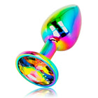 Ohmama schillernder kreisförmiger analplug größe m rainbow-metall mit facettiertem kristallakzent