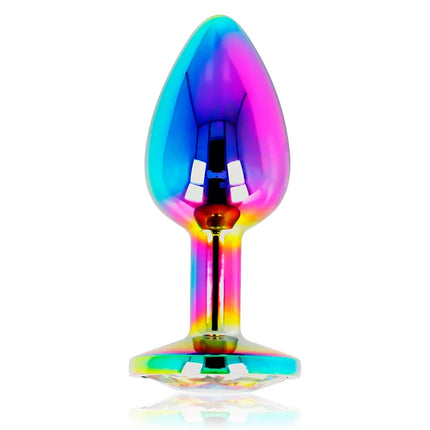 Ohmama schillernder kreisförmiger analplug größe s mit irisierendem regenbogenfarbverlauf und poliertem metallfinish