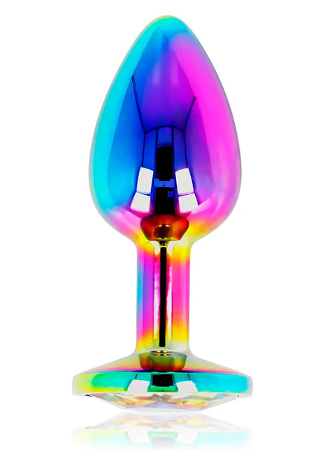 Ohmama schillernder kreisförmiger analplug größe s mit irisierendem regenbogenfarbverlauf und poliertem metallfinish