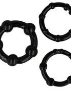 Set aus 3 schwarzen silikonringen mit abgerundeten perlartigen hervorhebungen von OHMAMA