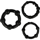Set aus 3 schwarzen silikonringen mit abgerundeten perlartigen hervorhebungen von OHMAMA