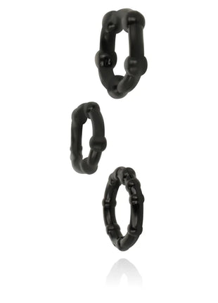 Ohmama set aus 3 silikonringen mit schwarzem bambusstilring, matter oberfläche und segmentiertem design