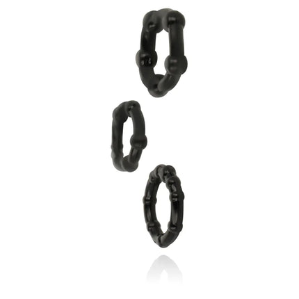 Ohmama set aus 3 silikonringen mit schwarzem bambusstilring, matter oberfläche und segmentiertem design