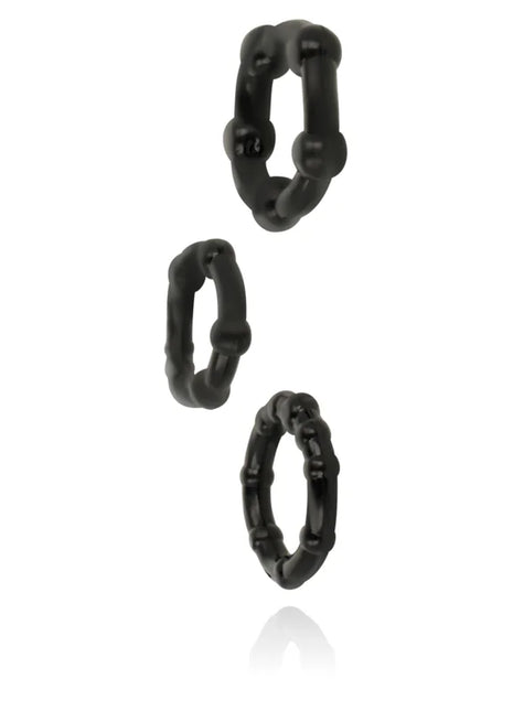 Ohmama set aus 3 silikonringen mit schwarzem bambusstilring, matter oberfläche und segmentiertem design