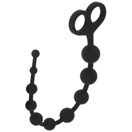 Ohmama silikon-analperlen 30 cm in schwarz mit doppelschlaufe griff aus silikon für den analgebrauch