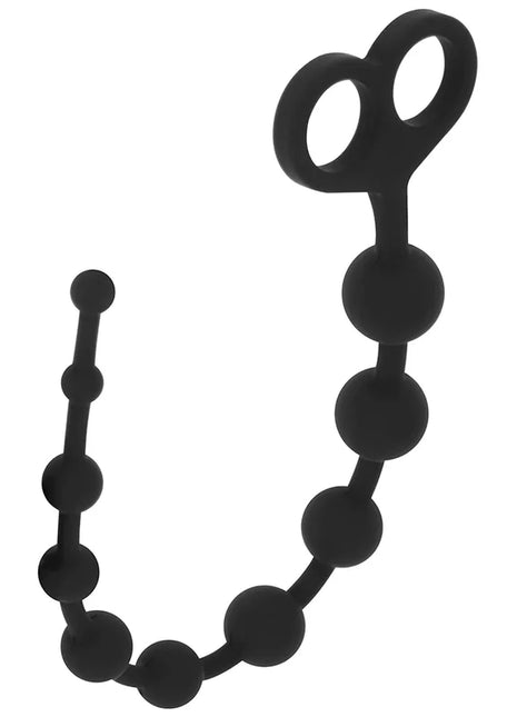 Ohmama silikon-analperlen 30 cm in schwarz mit doppelschlaufe griff aus silikon für den analgebrauch
