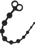 Schwarzer silikon analplug von ohmama mit doppelschlaufe und stufenförmigem perlendesign 30 cm lang