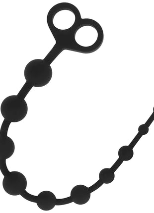 Schwarzer silikon analplug von ohmama mit doppelschlaufe und stufenförmigem perlendesign 30 cm lang