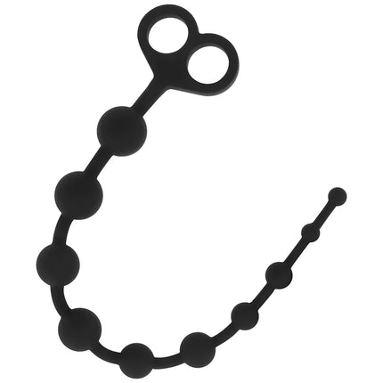 Schwarzer silikon analplug von ohmama mit doppelschlaufe und stufenförmigem perlendesign 30 cm lang