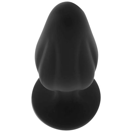 Schwarzer silikon-analstecker ohmama 12 cm dünn mit abgerundetem, konischem kopf und glänzend glatter oberfläche