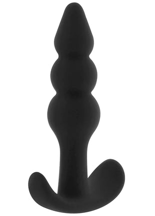 Ohmama silikon-analstecker 9,2 cm aus schwarzem silikon mit konischem, segmentiertem design und gebogener basis