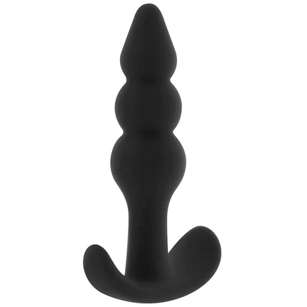 Ohmama silikon-analstecker 9,2 cm aus schwarzem silikon mit konischem, segmentiertem design und gebogener basis