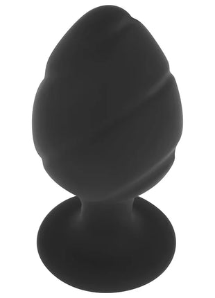 Ohmama silikon-analstecker größe l 9 cm schwarz mit glattem kopf und strukturierten rillen aus silikon