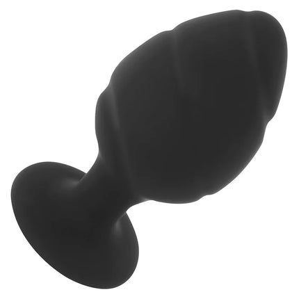 Schwarzer silikon-analstecker größe l 9 cm von ohmama mit glattem, abgerundetem kopf und abgeflachter basis