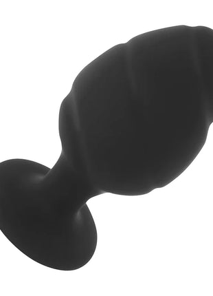 Ohmama silikon-analstecker größe m 8 cm in schwarz mit glattem, abgerundetem kopf und strukturierten rillen