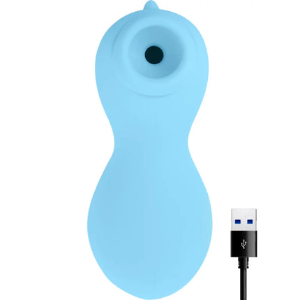 Ohmama stimulator sauger blau aus silikon mit usb-ladekabel und drachenwellen-design