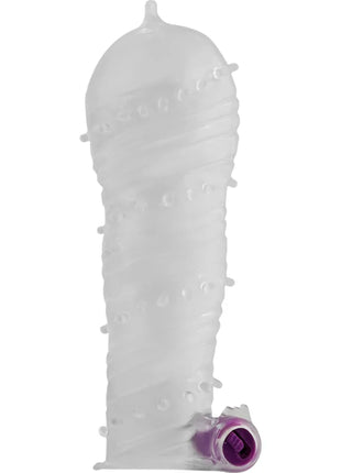 Transparent silikon penishülle mit violettem akzent am ansatz und vibrierender kugel von ohmama