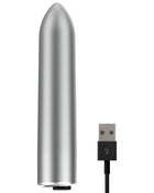 Ohmama vibrationskugel silber metallisch mit usb-ladekabel und 10 vibrationsmodi in zylindrischer form