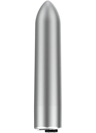 Silberne ohmama vibrationskugel aus metall mit 10 vibrationsmodi und glattem, konischem design und abgerundetem spitzenteil