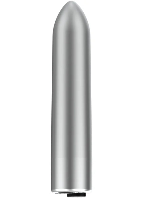 Silberne ohmama vibrationskugel aus metall mit 10 vibrationsmodi und glattem, konischem design und abgerundetem spitzenteil