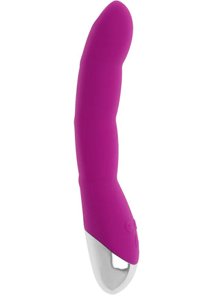 Ohmama vibrator 6 modi und 6 geschwindigkeiten 21,5 cm in kräftigem magenta silikon mit silbernem metallfuß