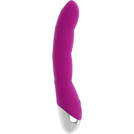 Ohmama vibrator 6 modi und 6 geschwindigkeiten 21,5 cm in kräftigem magenta silikon mit silbernem metallfuß