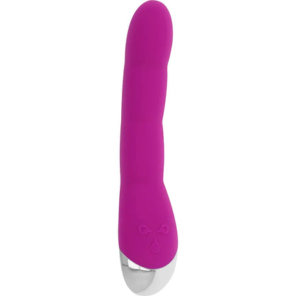Ohmama vibrator 21,5 cm magentafarbenes silikon mit silberner metallspitze und dezenter logoprägung