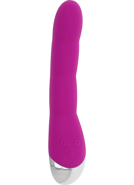 Ohmama vibrator 21,5 cm magentafarbenes silikon mit silberner metallspitze und dezenter logoprägung