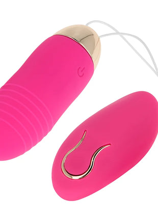 Ohmama vibrierendes ei mit fernbedienung rosa aus silikon mit goldfarbener metallkappe und 10 geschwindigkeiten