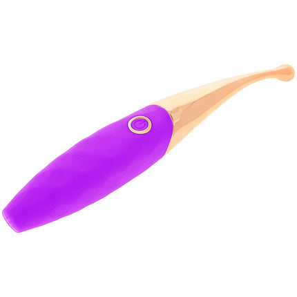 Wiederaufladbarer ohmama klitorisstimulator mit vibrationsfunktion lila gold silikongriff und rundem powerknopf