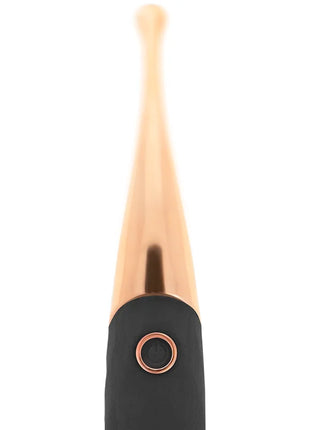 Ohmama wiederaufladbarer klitoris-stimulator in schwarz rosegold mit schwarzem griff und rundem knopfdetail