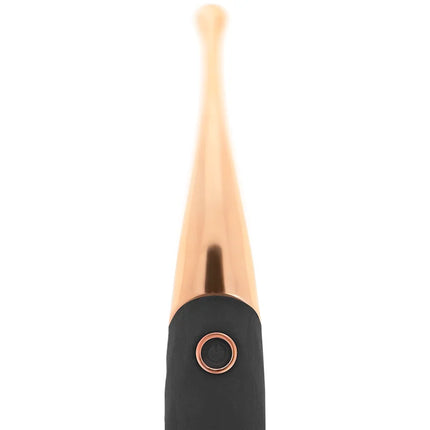 Ohmama wiederaufladbarer klitoris-stimulator in schwarz rosegold mit schwarzem griff und rundem knopfdetail