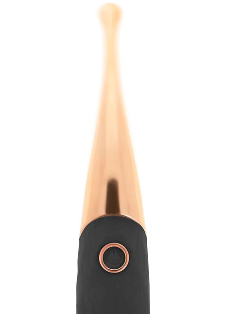 Ohmama wiederaufladbarer klitoris-stimulator in schwarz rosegold mit schwarzem griff und rundem knopfdetail