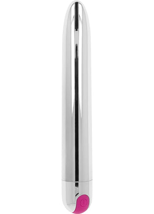 Ohmama wiederaufladbarer silbervibrator aus metall 18,5 cm mit rosa power-knopf und 10 modi
